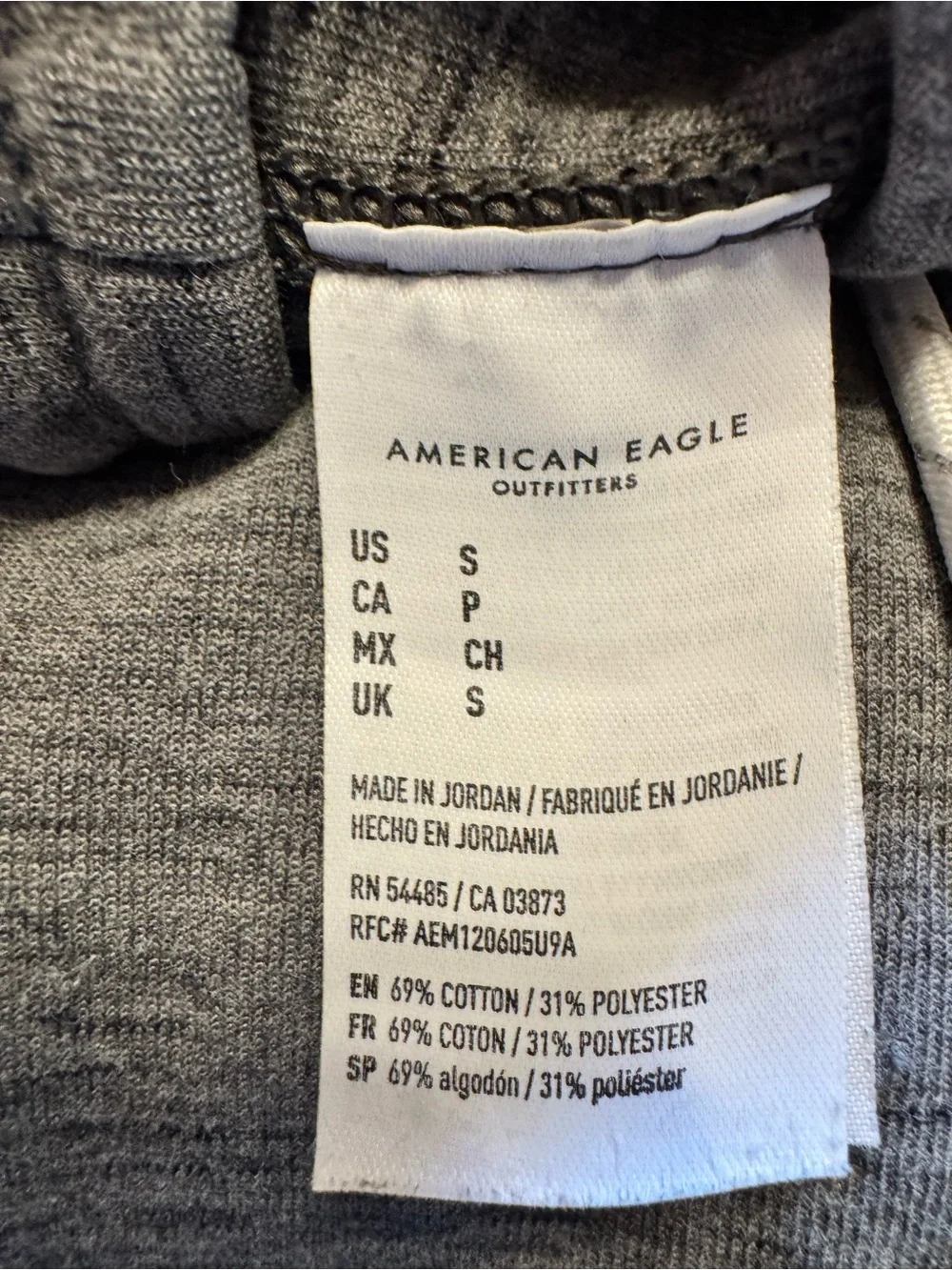 American Eagle Men’s Small Gray Joggers Sweatpants Zip Pockets